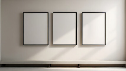 Minimalist Frames Embrace Artistry in Living Room Gallery Wall Mockup with a Striking Poster Presence