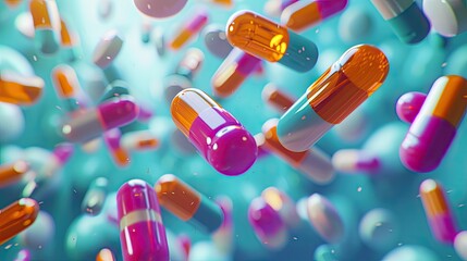 Pharmaceutical capsules and pills, vital for medication and treatment.