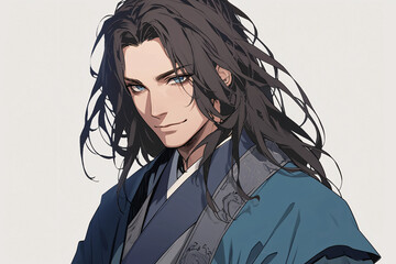 Illustrations of handsome men in ancient style, illustrations of handsome ancient Chinese martial arts characters and national trend