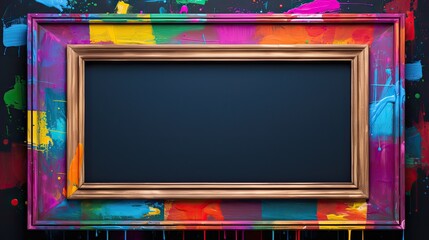 a colorful style picture frame with an extravagant background