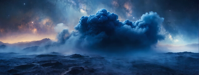 Royal blue nebula mist drifting along the ground, infusing the scene with majestic and cosmic energy. 2 - obrazy, fototapety, plakaty
