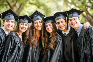Closeup portrait a group of university students at their graduation