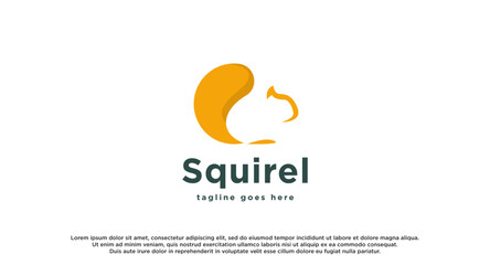 Simple Squirrel Logo Design Template. Squirrel Logo Design Inspiration. Minimalist Squirrel Template