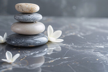 Obraz na płótnie Canvas Stacked pebbles illustration, meditation relaxation yoga fitness background material