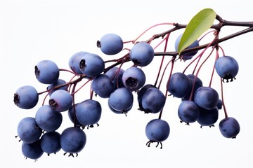 Saskatoon berry on white background.