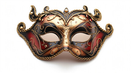 Colorful and vibrant opera carnival mask isolated on a white background, perfect for adding a touch of mystery and elegance to your designs.