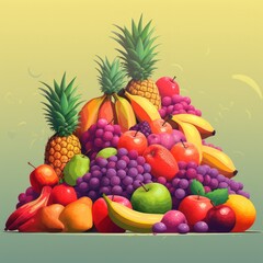 Vivid and detailed illustration of fresh fruits
