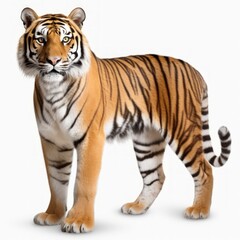 Obraz premium A full-body shot of a tiger on a white background.