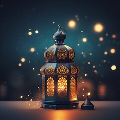 Ramadan Kareem greeting card Unique lantern.