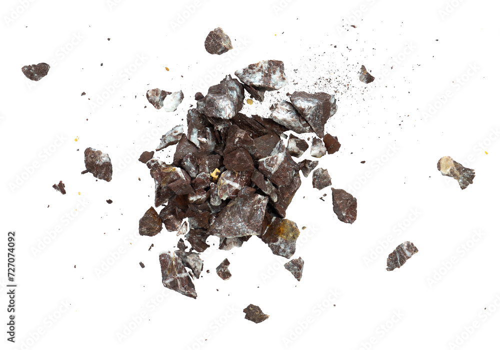 Poster explosion of rock particle isolated