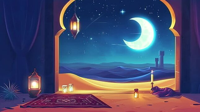 ramadan mubarak holiday background  Seamless looping 4k time-lapse virtual video animation background. Generated AI	