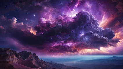 Fotobehang Amethyst radiance cloud forming a celestial presence, adding a touch of cosmic beauty to the environment.  © xKas