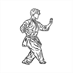 line art silhouette vector karate technique pos logo icon