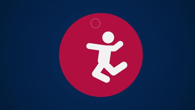 Pictograma de los Juegos Ol&iacute;mpicos de lado derecho con el deporte voleibol en fondo azul. 