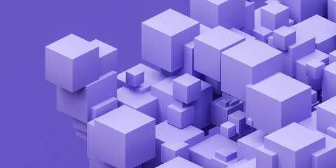 Group of White Cubes on Purple Background 3d render illustration