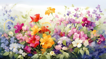 Naklejka na ściany i meble Seamless flower background, colorful flower background