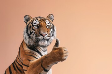 Tiger showing thumb up. AI generative art