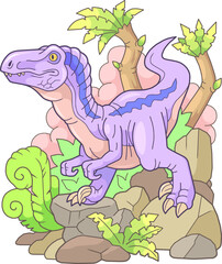predatory prehistoric dinosaur velociraptor, illustration design - 727080238