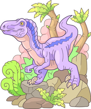 predatory prehistoric dinosaur velociraptor, illustration design