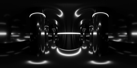 dark empty abstract futuristic room with a central column 360 panorama vr environment map