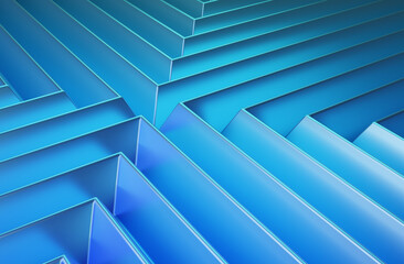 3d render abstract geometric background blue
