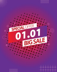Sale banner template design 1.1  .  01.01 SPECIAL OFFER, FLASH SALE, MEGA SALE