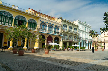 Fototapeta na wymiar Moorish-style buildings in Havana's Old Square.