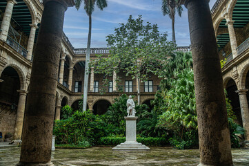 Monument to Columbus in the courtyard of the captains general's residence. Now the Havana Museum. Cuba.