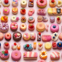Fototapeta na wymiar Donuts, tile, colorful, expressionism, background