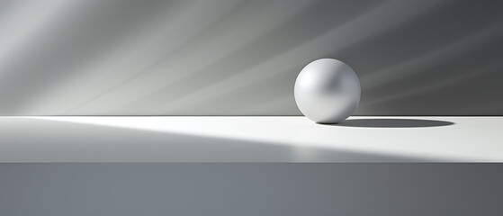 Minimalist background with sphere in empty room.