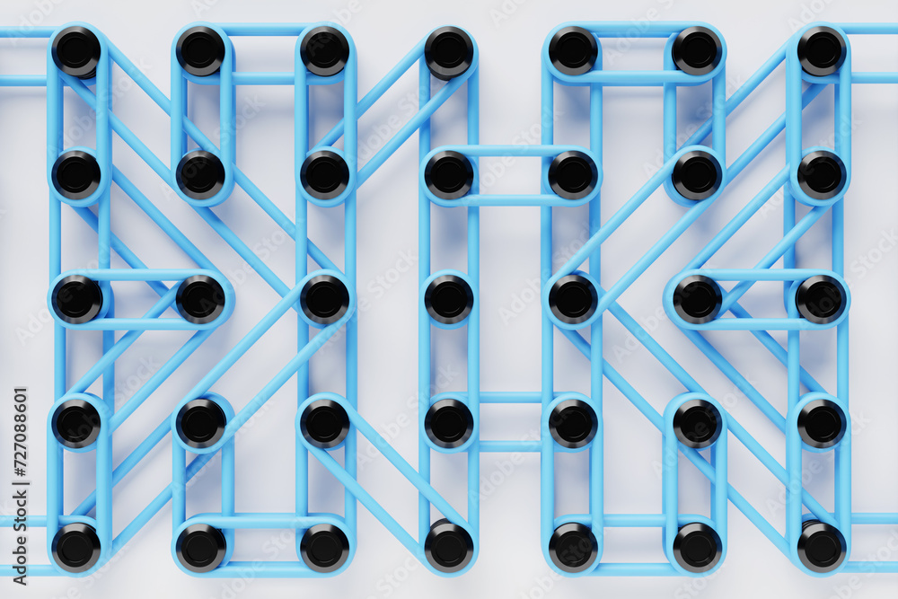 Poster a composition in which bright multi-colored re-ins are stretched on buttons. 3d rendering digital il