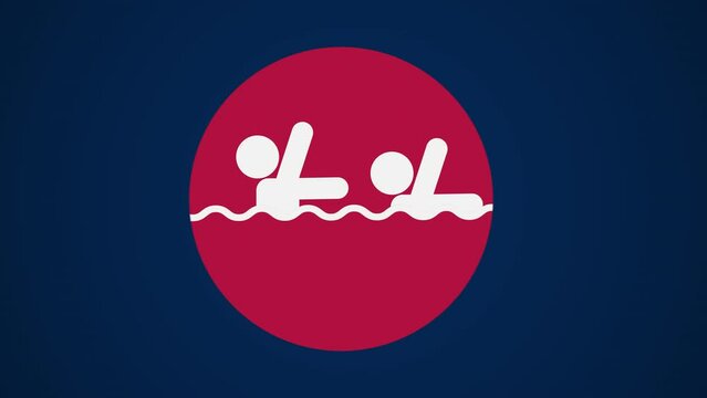 Pictograma de los Juegos Ol&iacute;mpicos de lado izquierda con el deporte nataci&oacute;n art&iacute;stica en fondo azul sin texto. 