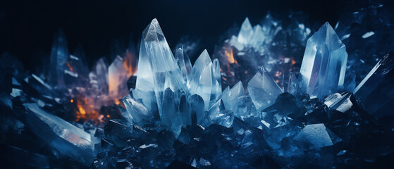 Crystal formations texture background, abstract crystal background.