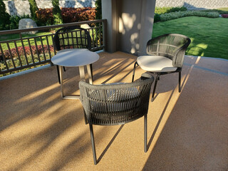 Modern Sofa and furniture on rooftop garden.