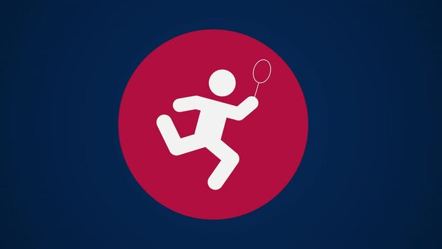 Pictograma de los Juegos Ol&iacute;mpicos de lado izquierda con el deporte b&aacute;dminton en fondo azul sin texto. 