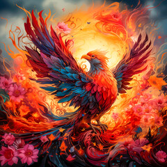 Obraz premium image of the Phoenix firebird rising into the sky