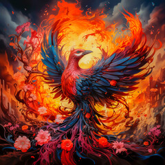 Obraz premium image of the Phoenix firebird rising into the sky