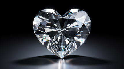 Heart shaped diamond isolated on transparent or white background