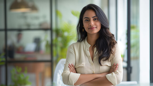 Half-pose image featuring a indian professional with a confident stance