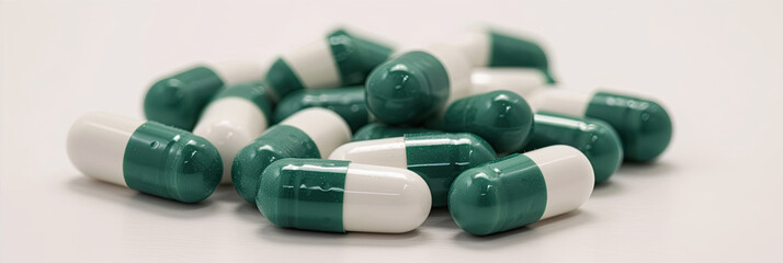 capsules colored in green and white 