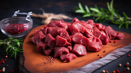 Raw meat pieces for cooking