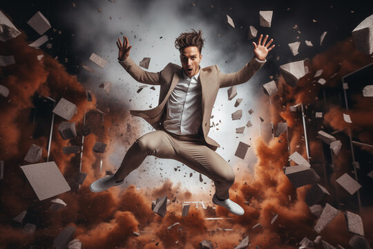 Dynamic Elegance, Surreal Fitness Jump in Stylized Fashion Photography. AI Generative.