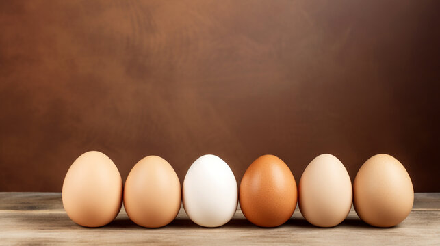 Different sized eggs from free range flock. Creative Banner. Copyspace image