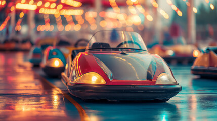 Studio image highlighting bumper car attractions in an amusement park