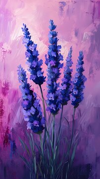 artistic classic painting of a bunch of lavender for wall art , wallpaper and background