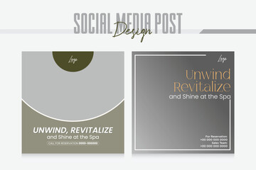social media post and banner template to promote beauty therapy center and spa