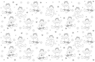 Fototapeta na wymiar Happy cute babies sitting. Toddler girls and boys Growth from newborn to toddler. First year activities. Cartoon Child isolated on white background. Happy baby wave hand. light background illustration