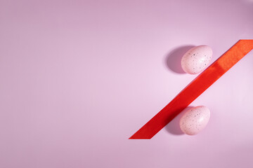 Discounted Easter eggs, percentage decorations, springtime sale, holiday shopping