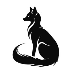 black fox silhouette, vector isolated icon design on white background