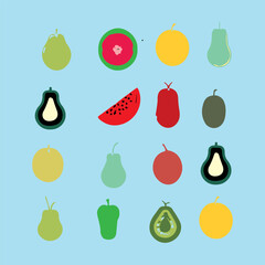 fruits and vegetables, set of fruit vector design